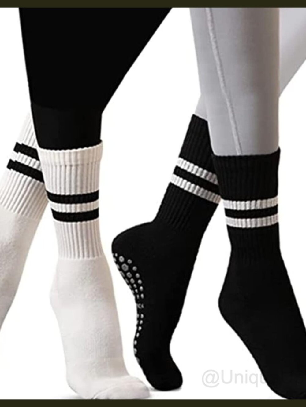 Pilates Grip Socks for Women Grippy Yoga Non Slip Long Barre Socks Cotton